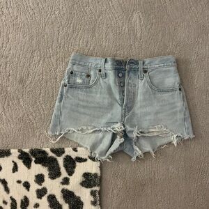 Levi's Light Blue Distressed Denim Shorts